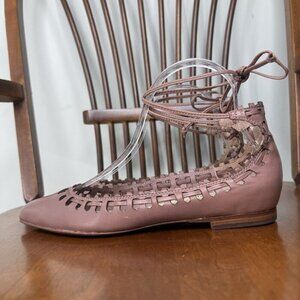 Via Spiga Sammy Lavender Purple Wrap Strappy Ballet Flat Shoes Women’s Sz 6